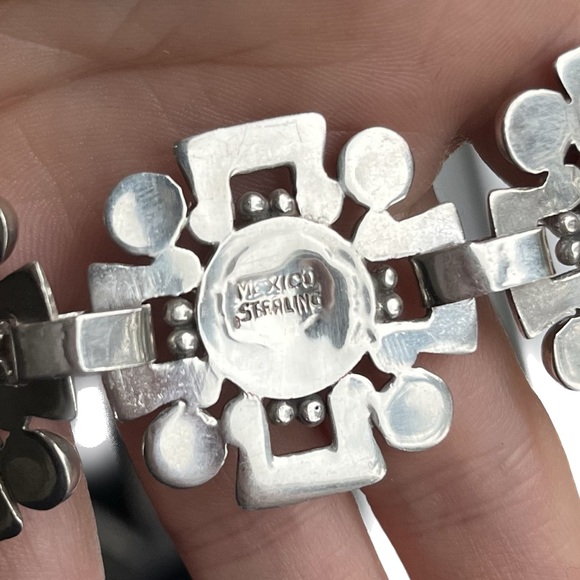 1930’s FRED DAVIS Sterling SILVER & AMETHYST Early Mexican MODERNIST Bracelet. - Picture 5 of 5